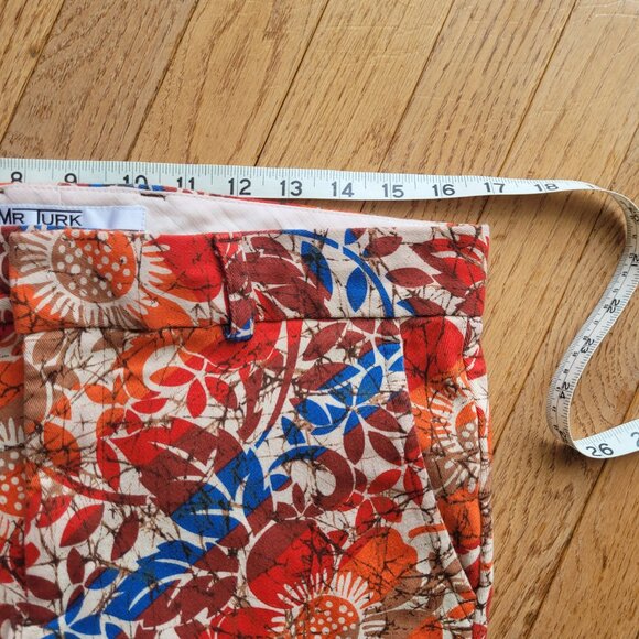 Mr Turk Trousers Bright Multicolor Floral Print Dress Pant Beach Art - Picture 13 of 15